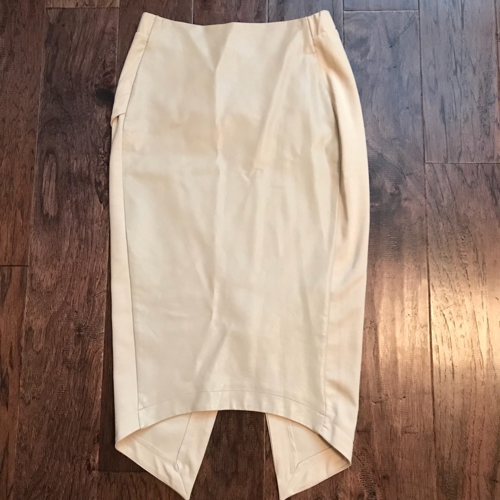 Hommage Faux Leather/Cotton Asymmetrical Skirt
